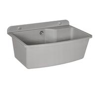 SIGO Lavabo ménager 60 cm mural - avec robinet flexible (rotatif à 360°), distributeur de savon et accessoires, évier en polypropylène pour garage, atelier, buanderie et jardin