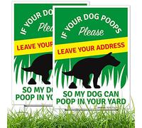 Sigo Signs Lot de 2 panneaux double face en plastique ondulé avec piquet en métal Inscription If Your Dog Poops Please Leave Your Address So My Dog Can Poop in Your Yard 22,9 x 30,5 cm