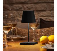 Sigor Lampe de table LED rechargeable Nuindie mini, USB-C, noir, IP54, variateur Nuindie, dimmable, noir, Salon / Salle à manger, Aluminium, Moderne