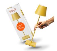 Sigor Lampe de table LED Nuindie 2.0 – à intensité variable, IP54, USB‑C, 12 h, 38 cm – jaune