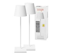 SIGOR Nuindie 2.0 - Lot de 2 lampes de table LED à intensité variable - Pour l'intérieur et l'extérieur - Protection IP54 contre les éclaboussures - Hauteur 38 cm - Rechargeable avec USB-C - Durée