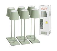 SIGOR Nuindie 2.0 - Lot de 6 lampes de table LED à intensité variable - Pour l'intérieur et l'extérieur - Protection IP54 contre les éclaboussures - Hauteur 38 cm - Rechargeable avec USB-C - Durée
