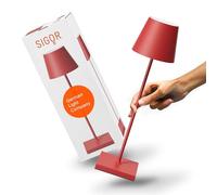 SIGOR Nuindie - Lampe de table à LED rechargeable à intensité variable, pour l'intérieur et l'extérieur, IP54, hauteur 38 cm, rechargeable avec USB-C, 12 h, rouge feu