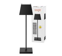 Sigor Nuindie Lampe de table LED, abat-jour carré, noir Ce luminaire comporte des modules à LED prémontés de classes énergétiques A A++, A+, A