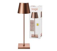 SIGOR Nuindie - Lampe de table avec batterie à LED variable pour l’intérieur et l’extérieur, hauteur 38 cm, rechargeable par Easy-Connect, 24 h de durée de luminosité, Bronze