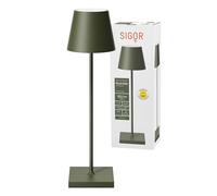 Sigor Lampe de table LED Nuindie 2.0, intensité variable, IP54, rechargeable USB‑C, 12 h, 38 cm, vert