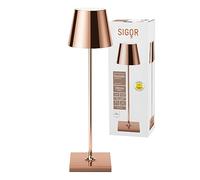 SIGOR Nuindie Lampe de table LED à intensité variable pour l'intérieur et l'extérieur, protection IP54, étanche aux éclaboussures, hauteur 38 cm, rechargeable avec easy-connect, durée d'éclairage 12