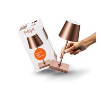 SIGOR Nuindie mini - Petite lampe de table LED rechargeable à intensité variable, pour l'intérieur et l'extérieur, IP54, hauteur 25 cm, rechargeable par USB-C, 12 h, bronze
