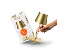 SIGOR Nuindie mini - Petite lampe de table LED rechargeable à intensité variable, pour l'intérieur et l'extérieur, IP54, hauteur 25 cm, rechargeable par USB-C, 12 h, or