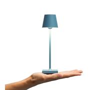 SIGOR Nuindie pocket - Petite lampe de table LED rechargeable à intensité variable, pour l'intérieur et l'extérieur, IP54, hauteur 21 cm, rechargeable par USB-C, 7 h, bleu dauphin