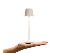 SIGOR Nuindie pocket - Petite lampe de table LED rechargeable à intensité variable, pour l'intérieur et l'extérieur, IP54, hauteur 21 cm, rechargeable par USB-C, 7 h, beige dune