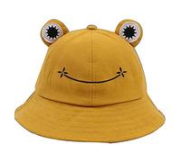 SIGOYI Bob grenouille pour enfants, filles, garçons, chapeau de soleil mignon, unisexe, coupe-vent, pliable, Jaune enfant, taille unique