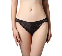 SIGOYI Culotte sexy en dentelle, couleur unie, sans couture, sans traces, taille basse, Noir , XL