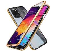 SiGrid Coque pour Samsung Galaxy S20 Plus 5G, Adsorption Magnétique Coque Avant et Arrière Verre Trempé Case Cover Bumper Métal Frame avec Aimant Cover 360 Degrés Antichoc Ultra Mince Etui Housse, Or