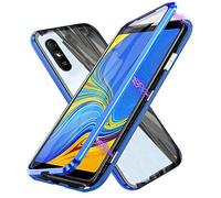 SiGrid Coque pour Xiaomi Redmi 9A / Redmi 9AT, Adsorption Magnétique Coque Avant et Arrière Verre Trempé Case Cover Bumper Métal Frame Cover 360 Degrés Antichoc Ultra Mince Etui Housse, Bleu