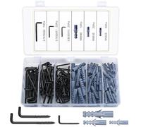 SiGuLiKeJi 150 Pièces Crochets à Vis en Forme de L, Crochet à Plafond de L, Piton à Visser, Crochet à Visser Mural, Crochet d'Angle pour Paniers de Plantes(75 Crochets, 75 Ancres), Noir