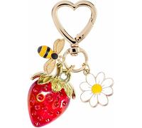 SIGZKK Joli porte-clés en forme de fraise et cerise pour sac à main pour femme - Porte-clés de voiture Kawaii, fraise, Medium