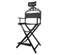 SiHmai Chaise De Tabouret De Maquilleur Pliable Extra Haute, Chaise De Réalisateur Haute Portable avec Appui-Tête, pour Camping, Vanité De Salon De Studio,Noir