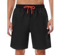 SIHOHAN Short de Bain pour Homme - Short de Bain à séchage Rapide pour Hommes Respirant, Maillot de Bain imperméable avec Doublure en Maille et Cordon réglable, Noir, M