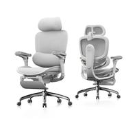 Fauteuil de bureau ergonomique C300 V2 - Accoudoirs 8D - Maille respirante - Repose-pieds - Gris