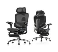 SIHOO C300 V2 Chaise de Bureau Ergonomique, Soutien Lombaire, 8D Accoudoirs Réglables, Maille, Repose-pieds, Noir