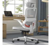 SIHOO Chaise Bureau Ergonomique, Support Lombaire Adaptatif, 3 Inclinaisons | Dossier Maille Aéré, Assise Mousse Élargie, Accoudoirs Rabattables, Appui-Tête Ajustable, Blanc, Confort Durable