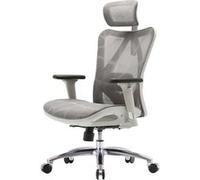 Sihoo chaise de bureau ergonomique charge max. 150kg ~ revêtement gris, piétement blanc Blanc G