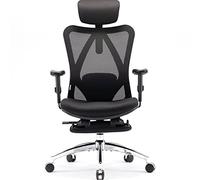 SIHOO Chaise de Bureau Fauteuil Ergonomique avec Repose-Pieds réglable en Hauteur et Appui-tête Siège en Maille avec Inclinaison du Dossier et Support Lombaire,Noir