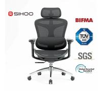SIHOO Doro C300 Chaise de bureau ergonomique avec accoudoirs 3D ultra-doux, support lombaire dynamique et dossier réglable, pour bureau à domicile Noir