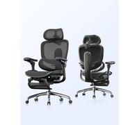 SIHOO Doro C300 V2 Fauteuil de Bureau Ergonomique avec Repose-Pieds, Double Support Lombaire Dynamique et Accoudoirs 6D Coordonnés - Réglable pour Travail et Gaming, Noir