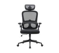 M102C Fauteuil de Bureau Ergonomique Dossier Haut,Grande et Haute avec accoudoirs rabattables, Soutien Lombaire réglable, Chaise avec