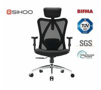 Sihoo M18 Chaise de bureau ergonomique, dossier haut en maille respirante, appui-tête et soutien lombaire réglables, roulettes améliorées, noir