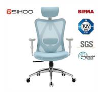 SIHOO M18 Chaise de bureau pivotante ergonomique avec appui-tête et lombaire réglables - Bleu clair