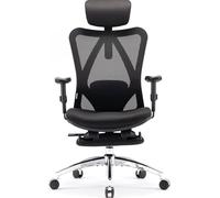 SIHOO Chaise de Bureau Ergonomique, Fauteuil de Pivotant en Maille Avoir Soutien Lombaire et Accoudoir Réglable, Capacité Maximal de 150 KG,Noir