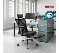 Sihoo M18JT Chaise de bureau ergonomique avec repose-pieds, dossier haut en maille respirante, appui-tête et soutien lombaire réglables