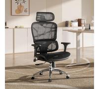 SIHOO M56B - Chaise de Bureau Ergonomique, Fauteuil de Bureau à Dossier Haut. Soutien Lombaire 3D Dynamique, Appui-Tête & Accoudoirs 3D Réglables, Assise Maille Respirante Noir