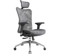 Chaise de bureau ergonomique SIHOO M57S en maille avec support lombaire réglable, accoudoirs 3D, dos haut respirant pour ordinateur (Gris)