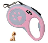 SiHuiTu Laisse rétractable pour chien - 5 m - Avec bande en nylon solide - Sans enchevêtrement - Frein à une main, pause, verrouillage - Pour chiens de petite et moyenne taille - Rose