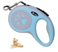 SiHuiTu Laisse rétractable pour chien extensible avec bande en nylon solide anti-enchevêtrement, frein à une main, pause, verrouillage pour chiens de petite et moyenne taille Bleu 5 m