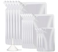 SiHuiTu Lot de 15 pochettes transparentes pour boissons avec entonnoir anti-fuite pour alcool, jus de fruits, liquides, sacs à boissons, essentiels de festival, flasque en plastique pour fêtes