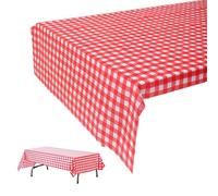 SiHuiTu Lot de 2 nappes jetables, élégantes et durables pour fêtes, anniversaires, mariages, pique-niques - 137,2 x 274,3 cm - Motif à carreaux rouges