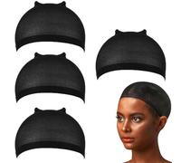 SiHuiTu Skinlike Lot de 4 bonnets de perruque HD invisibles et transparents, respirants, ultra fins et extensibles pour perruques avec dentelle frontale, bonnet chauve pour femme (famao-hei4)