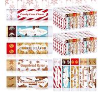 Siifert Lot de 50 baumes à lèvres de Noël saveur menthe poivrée bonbon cadeau en vrac bonbon pain d'épices, cacao chaud, biscuit, saveur cannelle, baume à lèvres pour fête de Noël pour collègues