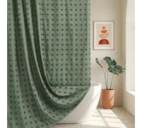 Siiluminisoy Rideau de Douche de 183 x 183 cm en Tissu tissé touffeté à Motif Floral touffeté, Style Rustique Moderne et Minimaliste, avec Crochets pour Salle de Bain, Vert