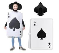 SIIMORE Ace of pique Costume de carte tenue de garde de Poker, réversible Halloween cartes de jeu de rôle Props Cosplay avec chapeau pour enfants adultes (noir, adulte)