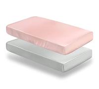 SiinvdaBZX Lot de 2 draps de berceau en satin doux et soyeux, draps-housses pour berceau standard et matelas (gris clair et rose, 132,1 x 71,1 x 20,3 cm)