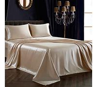 SiinvdaBZX Parure de lit 4 pièces en Satin Ultra Doux et Soyeux pour Grand lit avec Poche Profonde, 1 Drap-Housse, 1 Drap Plat, 2 taies d'oreiller à Fermeture à enveloppe