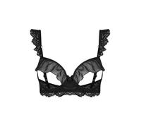 SiiRoh Dentelle Soutien Gorge Ouvert Sein Nu Femme Lingerie Transparent Brassière Armature Push Up Bra S-5XL Noir A XL