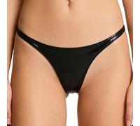 SiiRoh Femme Slip Taille Basse Similicuir Brésilien String Tanga Lingiere Bas De Bain Bikini Effet Mouillé Noir S
