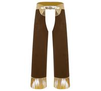 SiiRoh Homme Pantalon Chaps Cowboy Costume Cowboy Occident Franges Pantalon De Soirée Mascarade Halloween Carnaval Clubwear Brun S